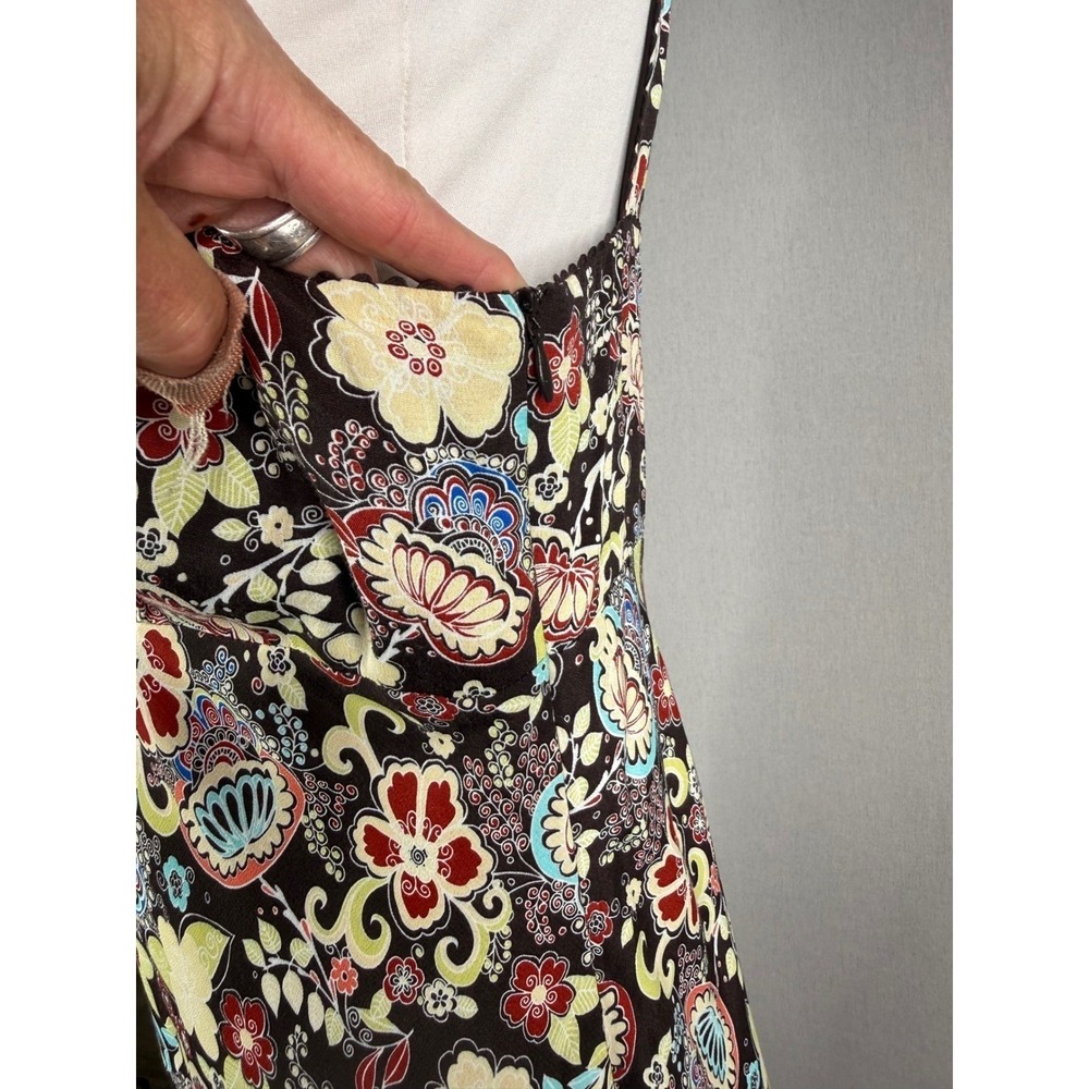 Ann Taylor LOFT Y2K Babydoll Dress Womens 10 Brown Floral Paisley Whimsigoth - Picture 5 of 11